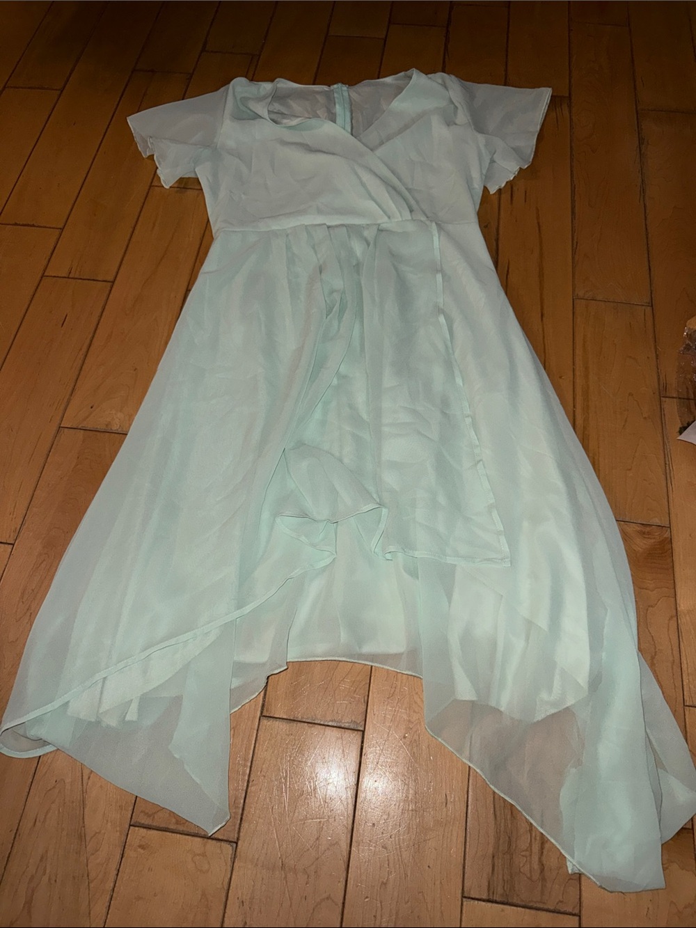 Light Mint Chiffon Wrap Midi Dress - Women